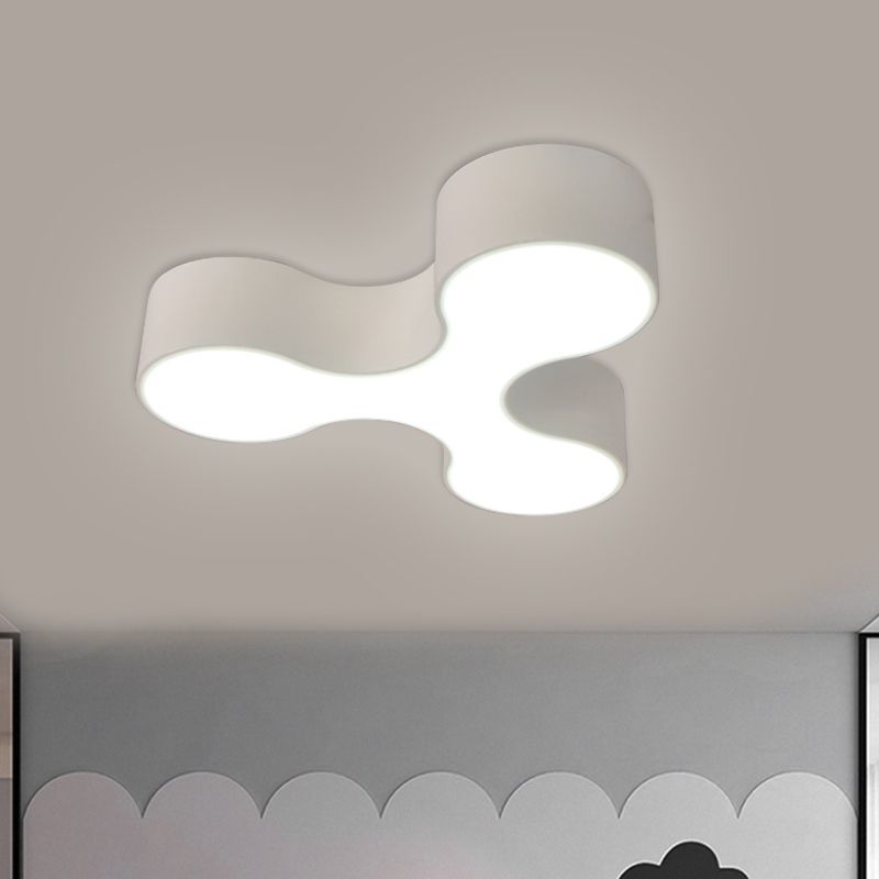 Nursery Room LED Flush Mount Lamp Macaroon White/Yellow/Blue Ceiling Light Fixture with Y-Shaped Acrylic Shade