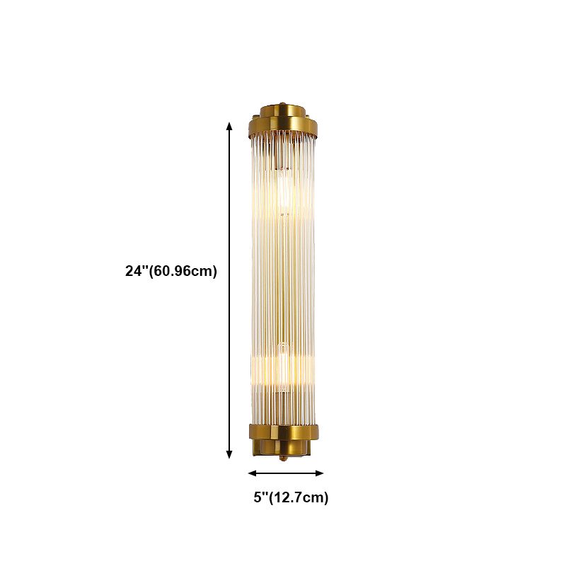 Gold 2-Light Wall Light in Modern Luxury Style Cylindrical Crystal Wall Lamp for Bedroom