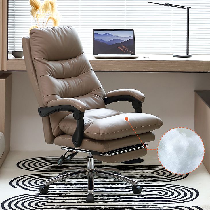 High Back Office Chair Leather Sponge Seat Fixed Armrest with Office Chair