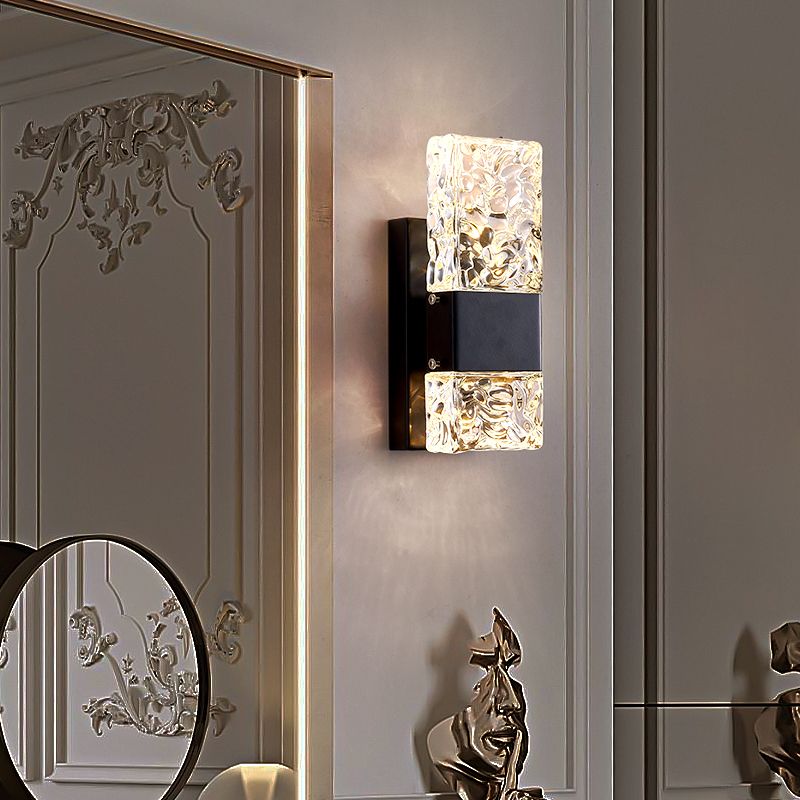 Modern Vanity Lighting Rectangular Wall Light Fixture with Crystal for Bathroom