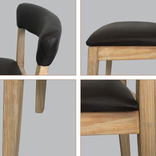 Silla lateral casera de estilo campestre, silla tapizada de madera con respaldo abierto para comedor
