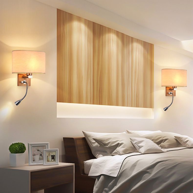 Simplicidad de tela Simplicidad Mini Mini Spotlight Diseño Lámpara de lectura de madera para dormitorio