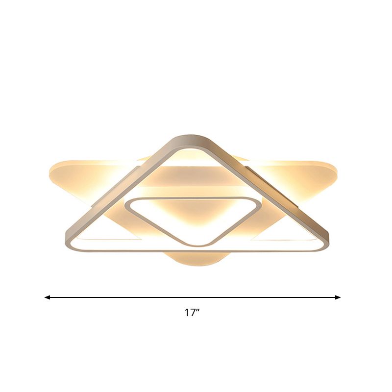 Lámpara de montaje empotrado triangular acrílico nórdico 17 "/21"/25 "de ancho LED luz de techo empotrada blanca, luz cálida/blanca