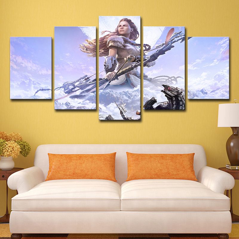 Horizon Zero Dawn Wall Art Purple Kids Style Canvas Print for Teenage Boy Bedroom