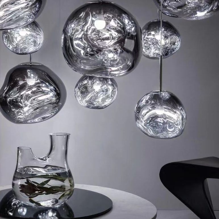 1 Light Glass Pendant Ceiling Lights Modern Orb Hanging Ceiling Lights for Dining Room