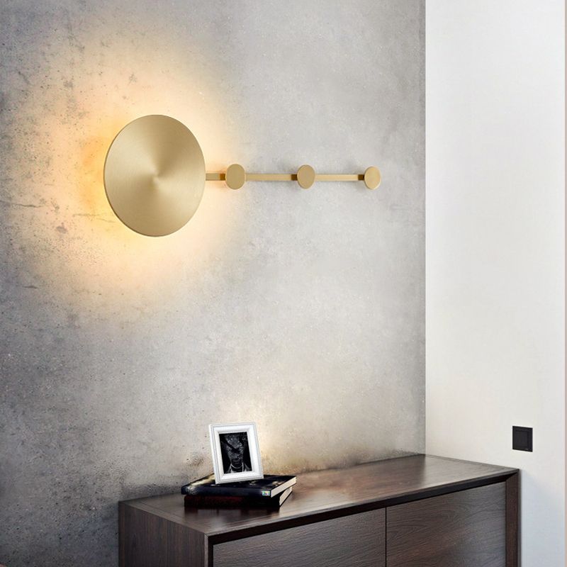 1-Light Round Sconce Light Fixture Modern Metal Wall Light for Hallway