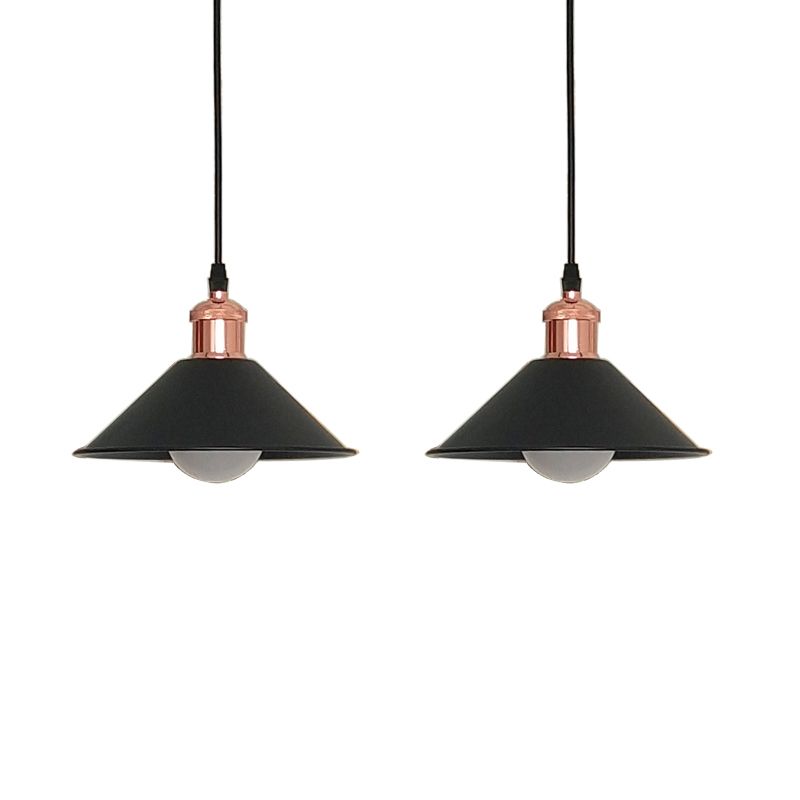 Modernist Style Conical Suspended Lamp 1 Light Metallic Hanging Light Fixture in Black/White for Living Room
