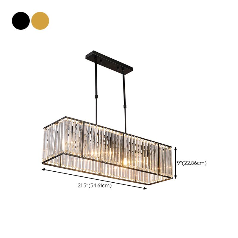 Contemporary Hanging Light Rectangular Island Lighting with Crystal for Dining Room