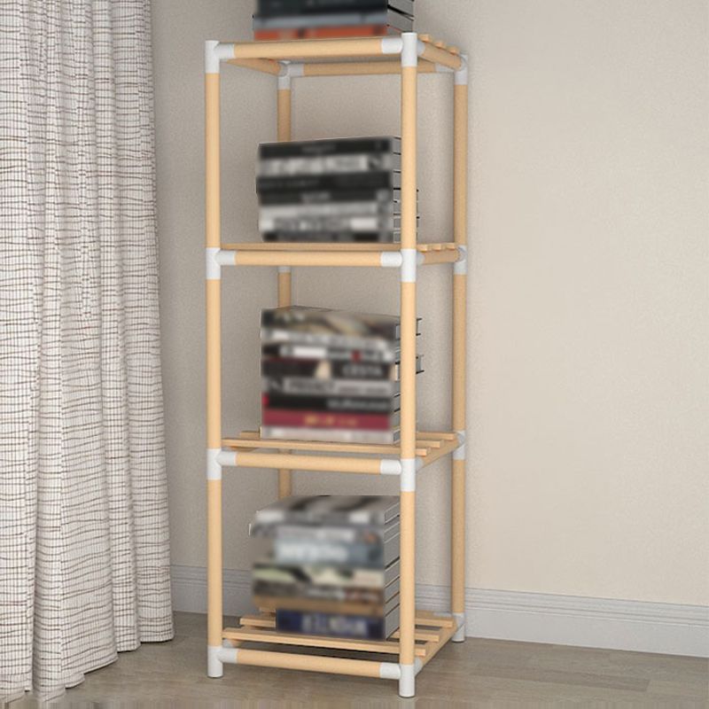 Contemporary Style Bookshelf Open Back Solid Wood in Natural Book Shelf