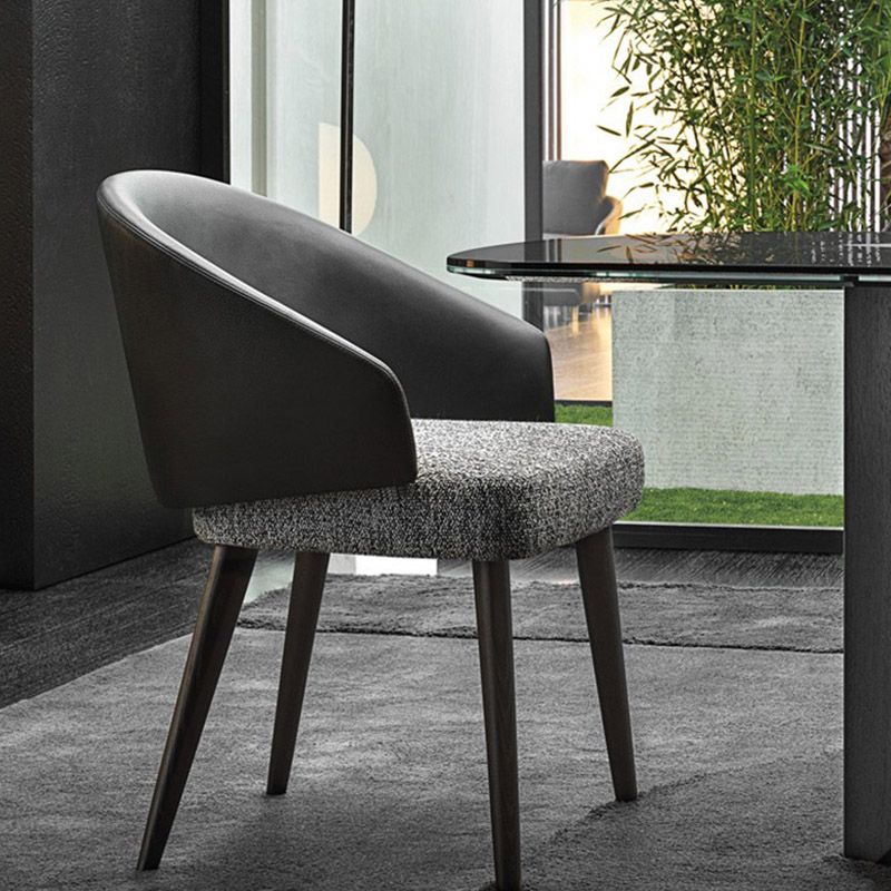 Contemporary Arm Chair Faux Leather Solid Back Dining Room Chair for Indoor