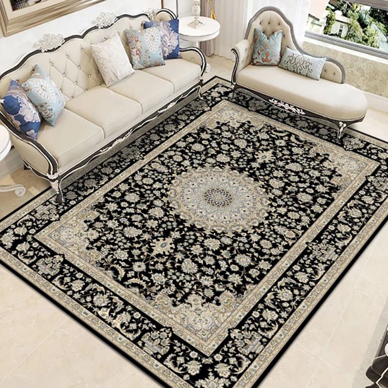 Moroccan Medallion Pattern Rug Polyester Carpet Stain Resistant Area Carpet for Home Decoration
