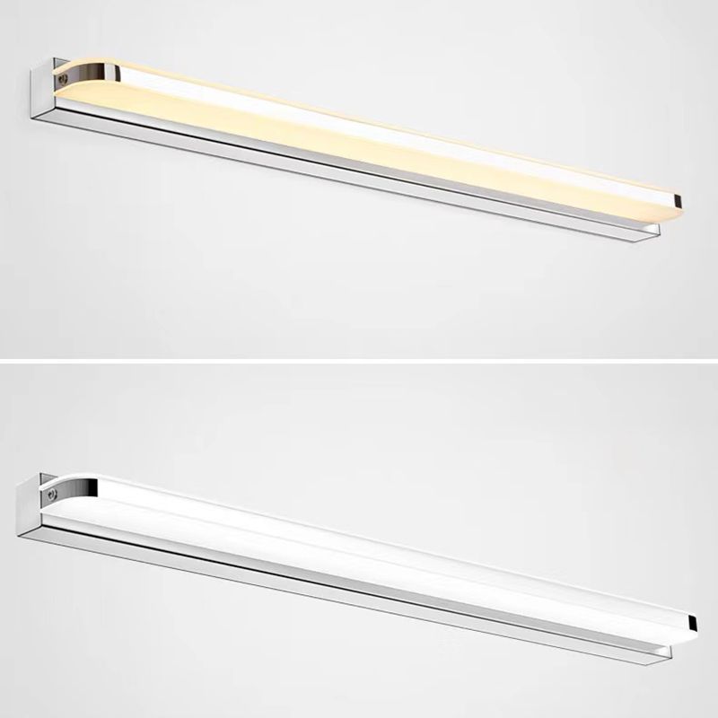 Contemporary White Single Bathroom Vanity Light LED Metal Bath Bar