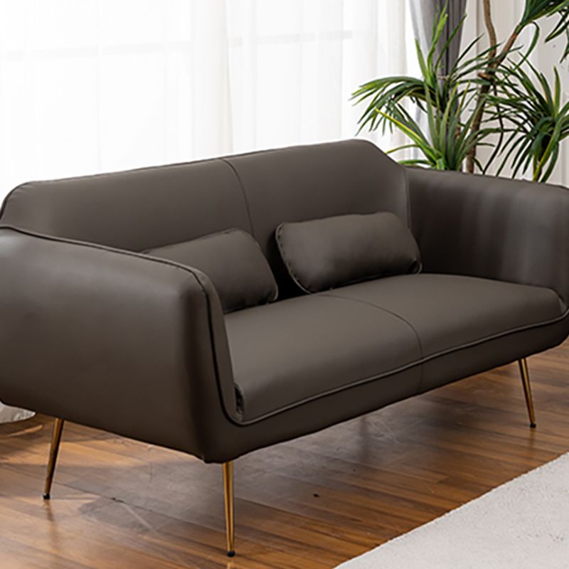 Mid-Century Modern Faux Leather Sofa 31.1" H Sloped Arm Loveseat