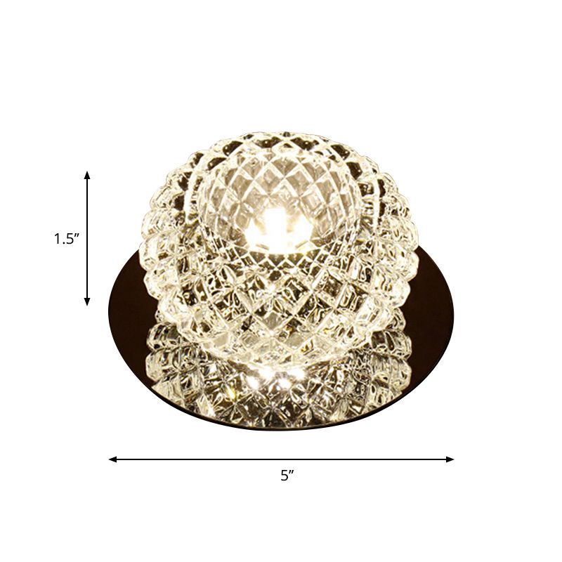 Spherical Foyer Flush Mount Light Faceted Crystal LED Simple Flushmount Lighting in Chrome