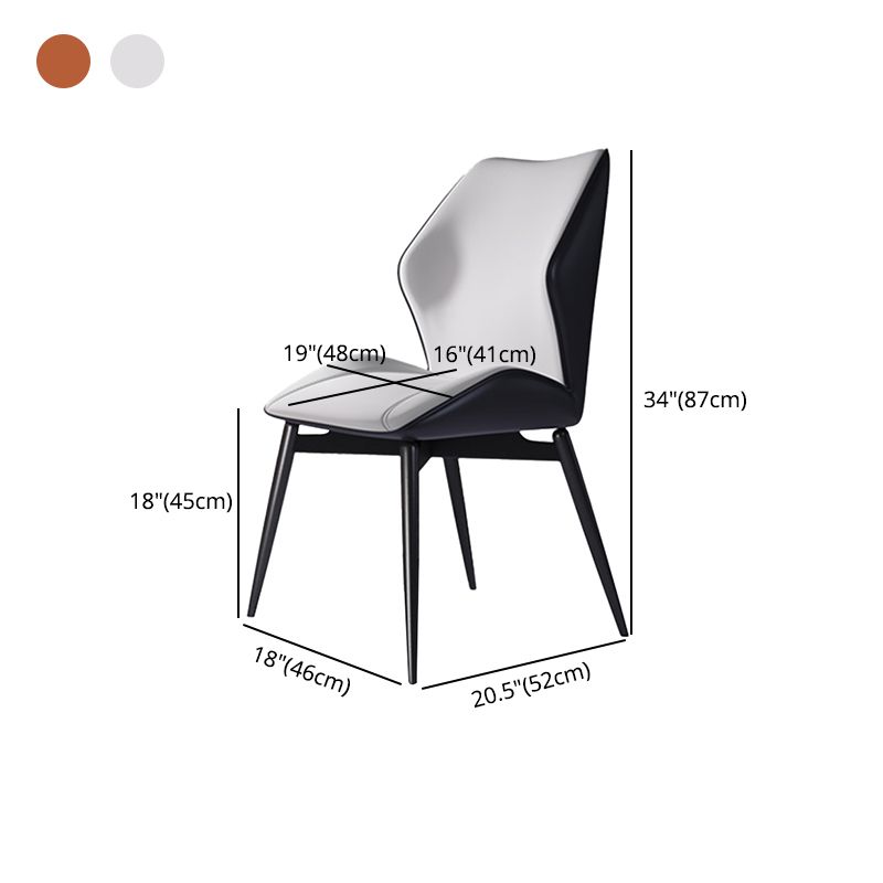 Silla auxiliar de cuero contemporánea para el hogar Silla de comedor con respaldo orejero (juego de 2)
