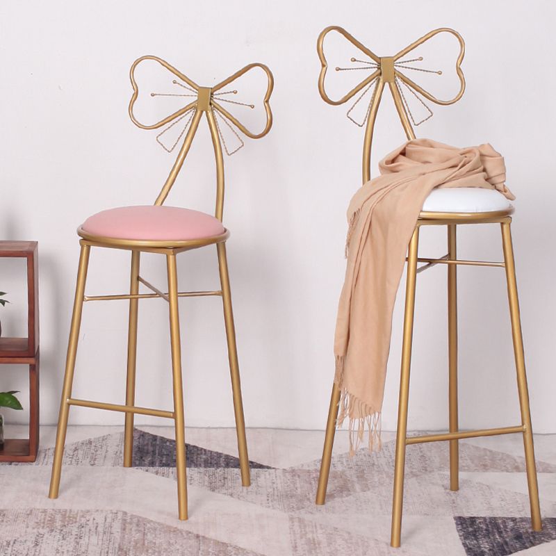 Indoor Upholstered Bar Stools Round Gold Base Scandinavian Counter Bar Stool