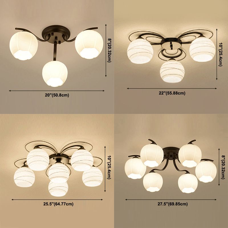 Lampada da soffitto moderna semplice a incasso con paralume di vetro per soggiorno