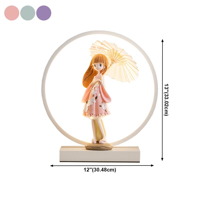 1 Light Circle Nightstand Lamp Modernism Metal Nightstand Lamps in White