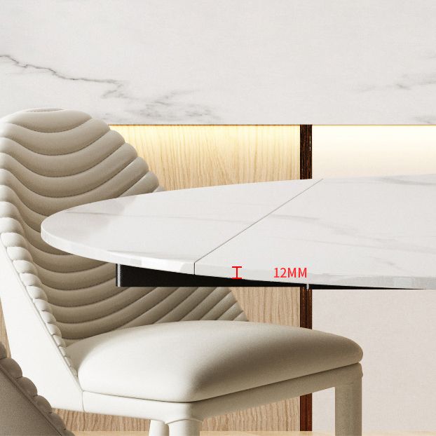 Modern Sintered Stone Dining Room Set with Round Top and White Base Furniture Set