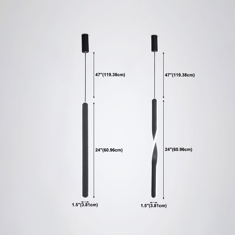 Minimalism LED Pendant Light Acrylic 1-Light Linear Down Lighting for Bedroom