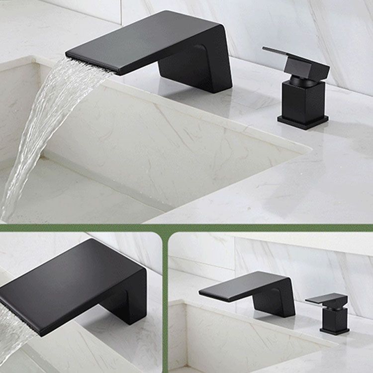 Waterfall Spout Tub Filler with 1 Handle Deck Mount Bathroom Faucet