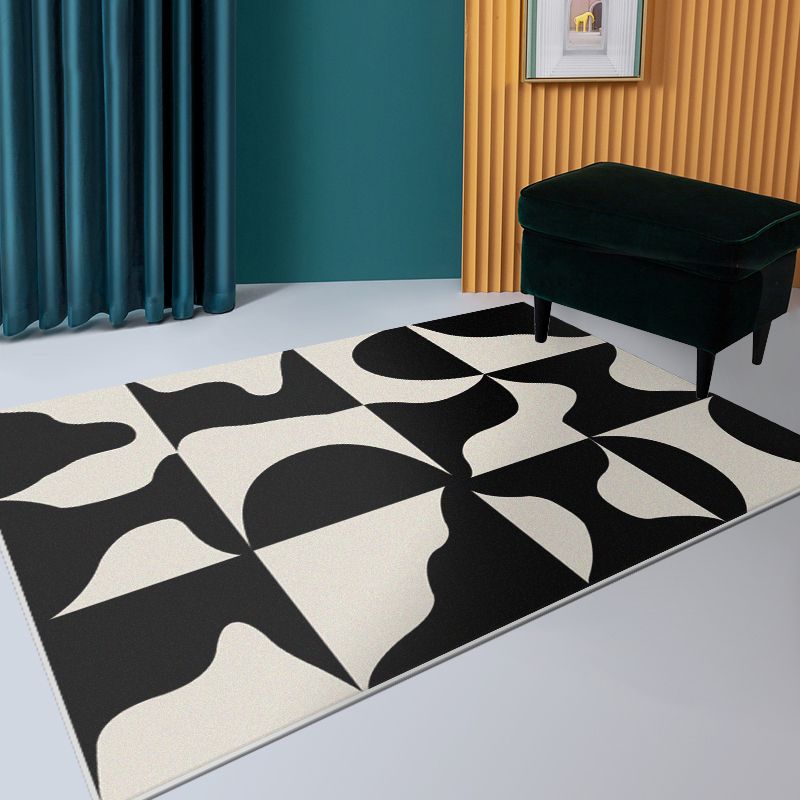 Minimalist Carpet Unique Contrast Panel Area Rug Polyester Stain Resistant Carpet for Living Room