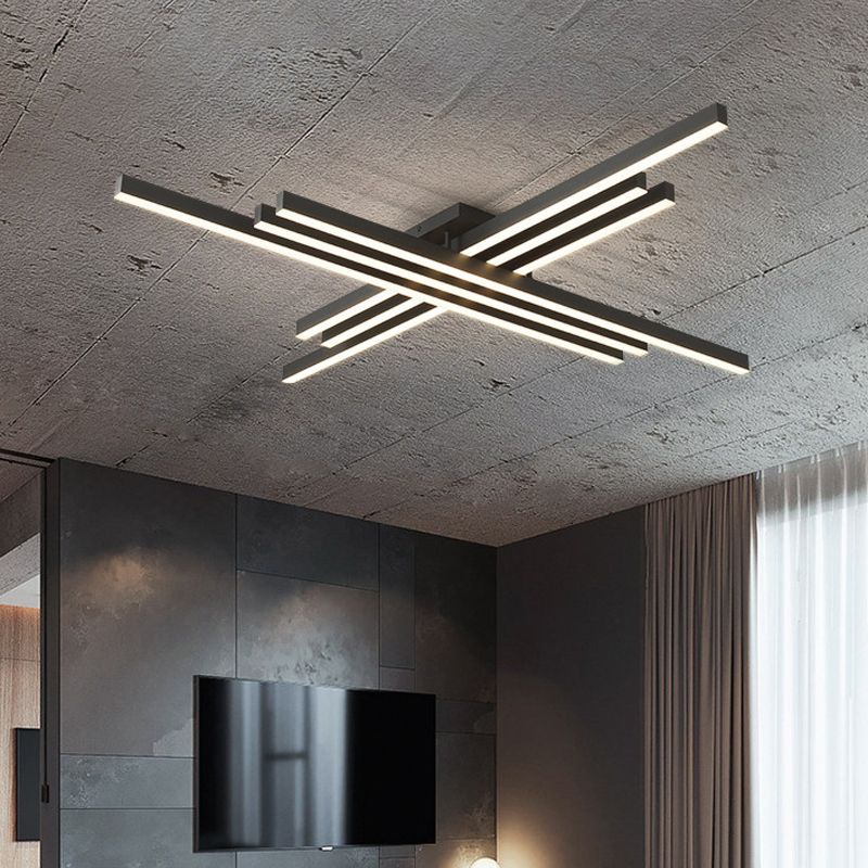 Plafonnier LED noir en acrylique, plafonnier linéaire en aluminium de Style moderne pour espaces intérieurs
