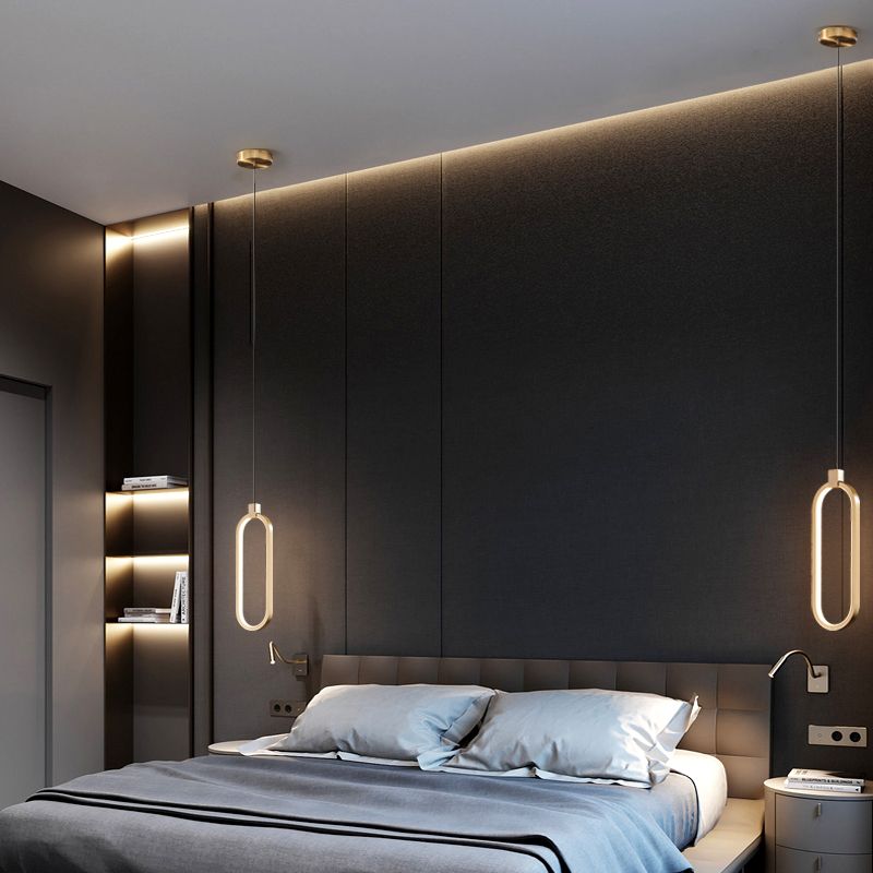 Minimalist LED Hanging Ceiling Light Aluminum 1-Light Linear Ceiling Pendant Light