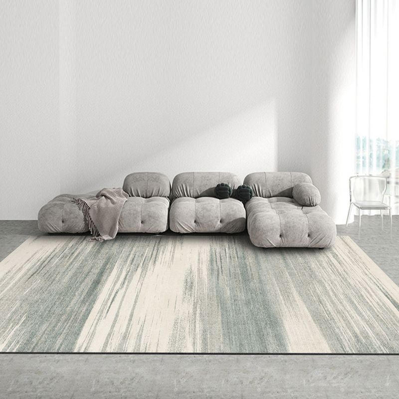 Light Gray Line Rug Polyester Modern Rug Washable Rug for Drawing Room