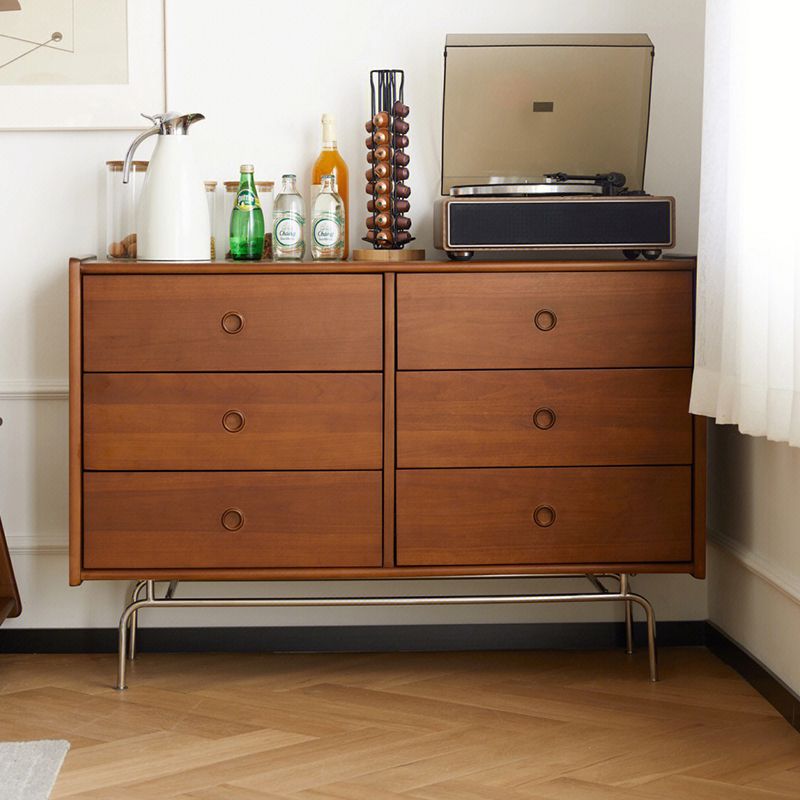 Mid-Century Modern Solid Pine Storage Chest with Drawers for Home
