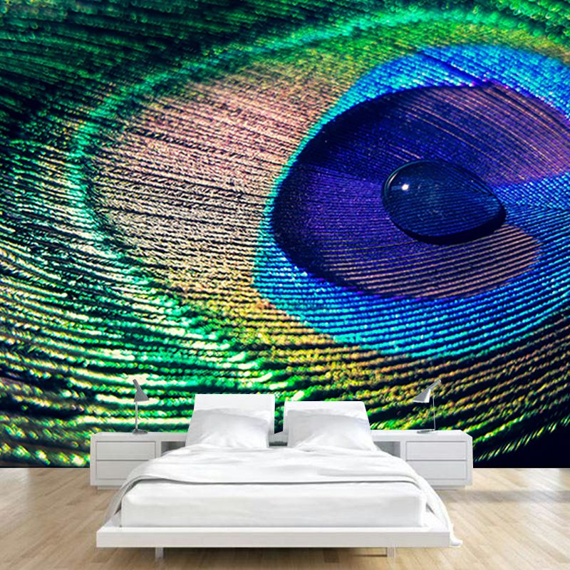 Chromatic Wall Mural Peacock Feather Pattern Drawing Room Wall Mural