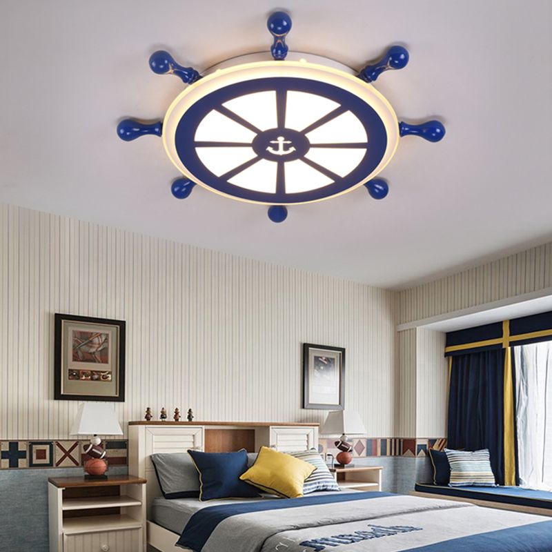 Plafonnier Ancre Style Enfants En Métal LED Chambre Plafond Plafonnier En Bleu