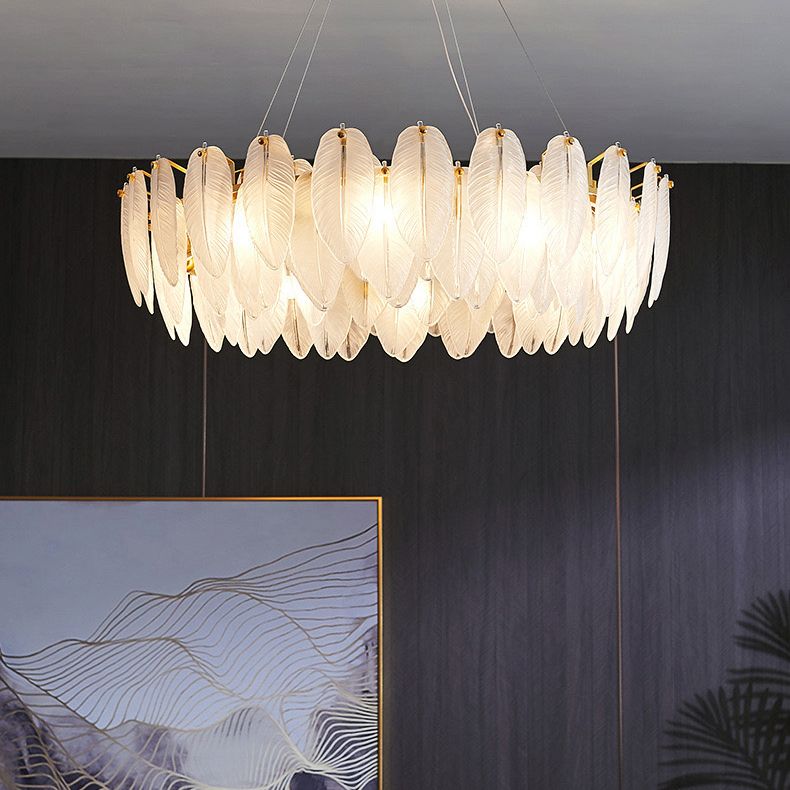 Circle Chandelier Light Fixture Designer Modern Simplicity Glass Pendant Lighting for Restaurant
