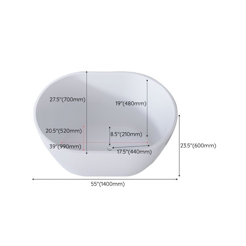 Modern Oval Soaking Bath Tub Freestanding Acrylic-Fiberglass Bath Tub