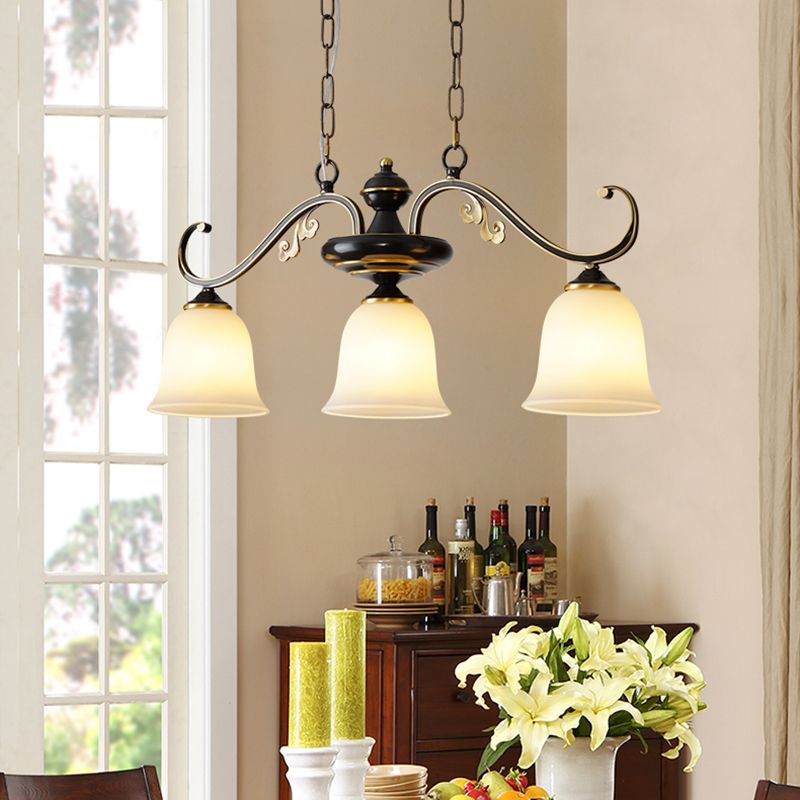 Industrial Pendant Lighting Bell Shape Glass 3 Light Island Ceiling Light