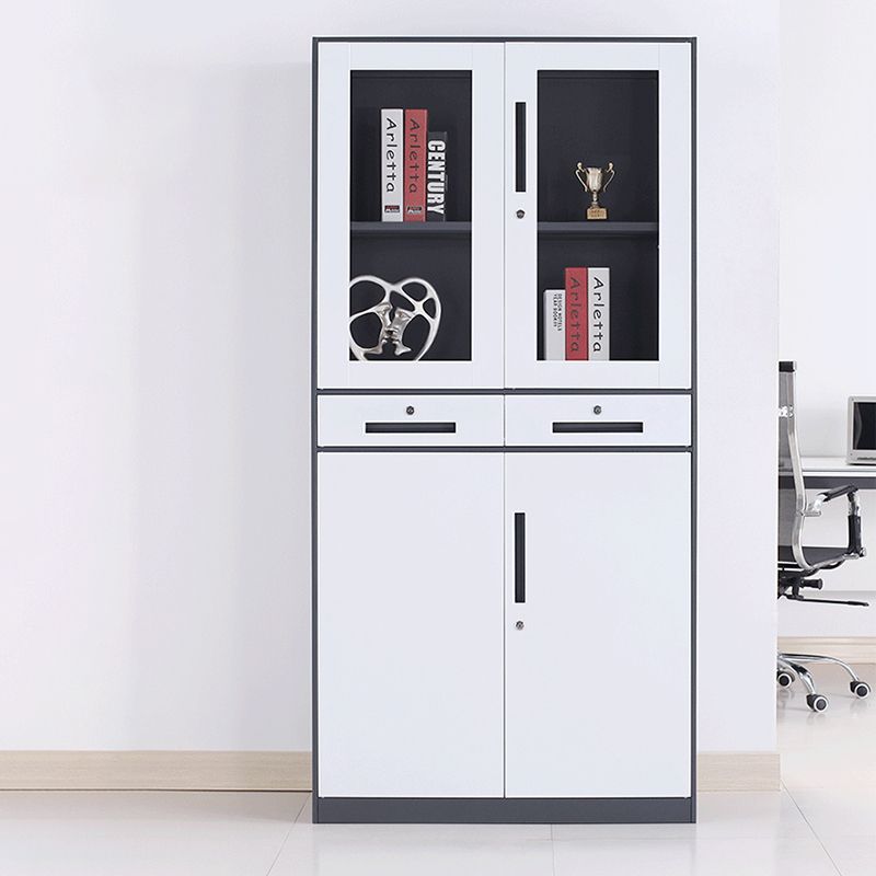 Modern Stainless Steel Bookcase Standard With Doors Shelf for Home Office