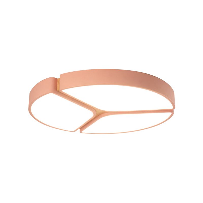 16"/19.5"/23.5" Wide Circular Flushmount Light Macaron Metallic Led Close to Ceiling Light in Warm/White Light