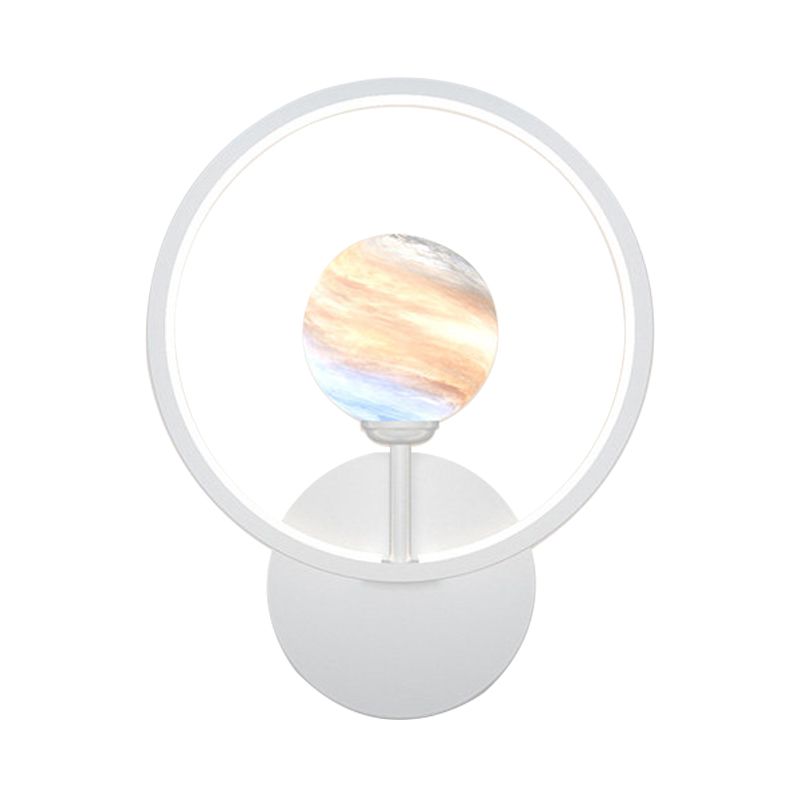 Gradient Glass Globe Wall Lighting Ideas Modern LED Sconce Light Fixture with Ring Guard in Black/Pink/White