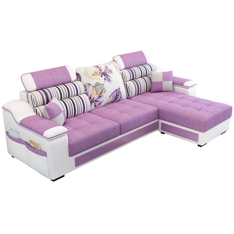 Sloped Arms L-Shape High Back Sofa 106.3"L x 57"W x 35.43"H Sectionals with Storage