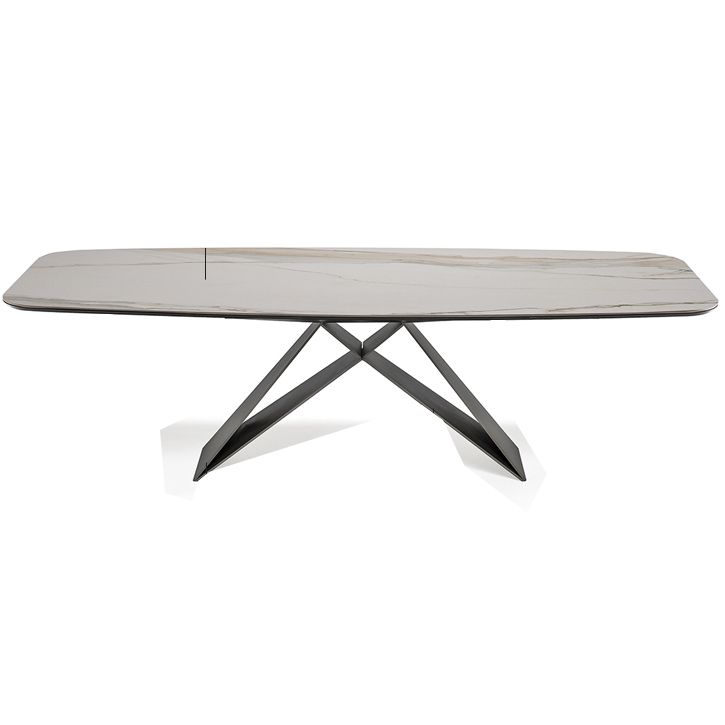 Rectangle Dining Table Industrial Stone Top Dining Table with Stainless Steel Base