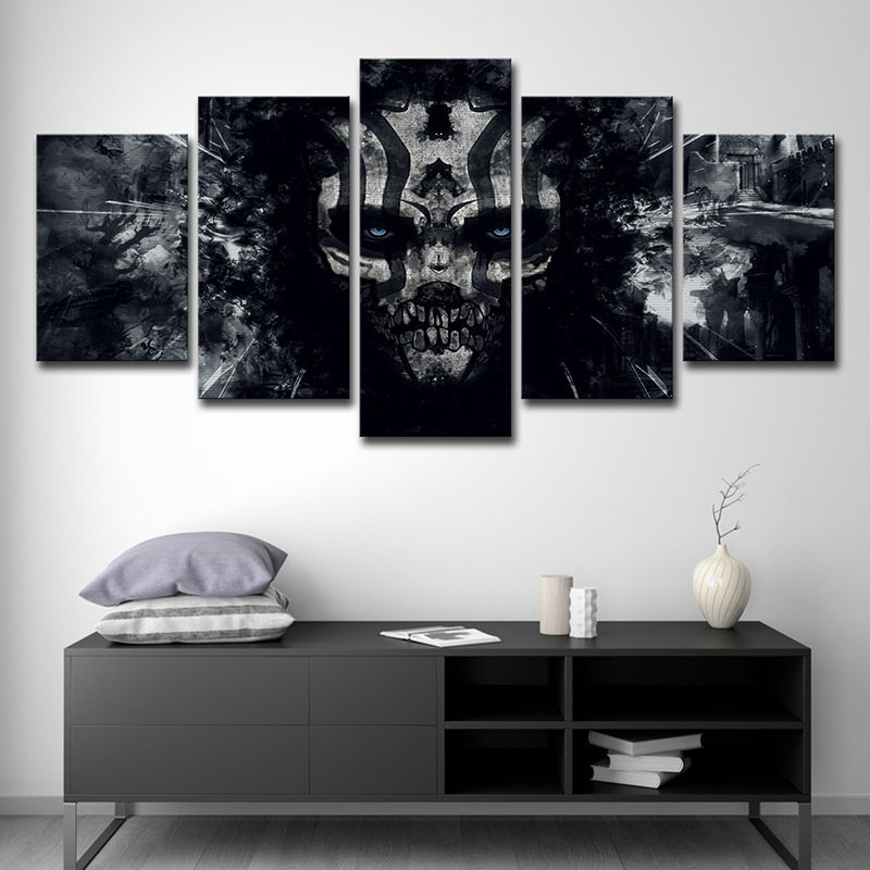 Black Death Skull Wall Art Decor Fantasy Kids Multi-Piece Canvas Print for Bedroom