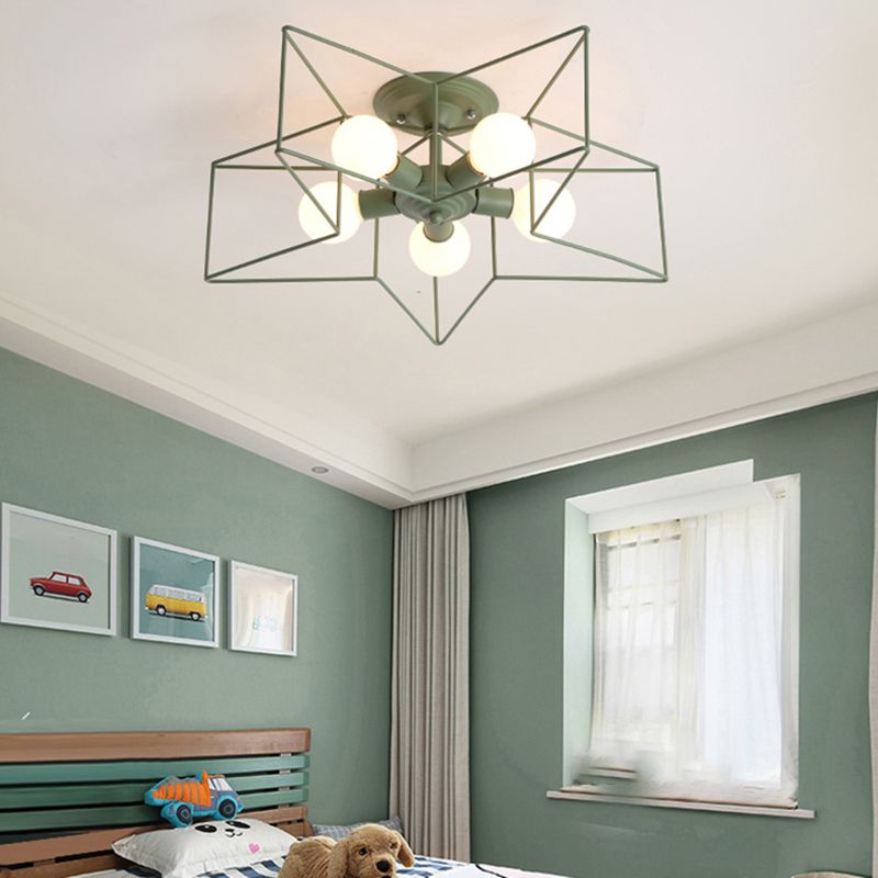 Metal Star Shape Flush Mount Light Industrial Style 5 Lights Flush Mount Ceiling Fixture
