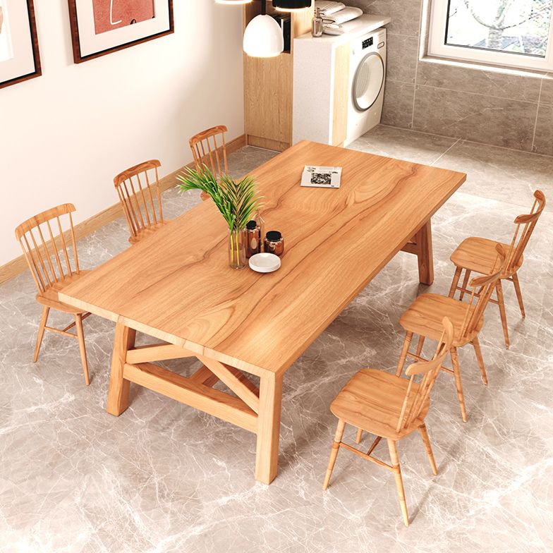 Contemporary Wood Top Dining Table with Rectangle Dining Table Furniture with Trestle Table
