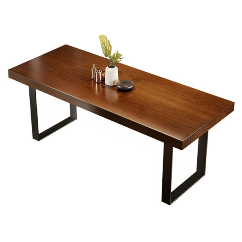 Industrial Dining Table with Sled Base Rectangle Wood Dining Table in Brown