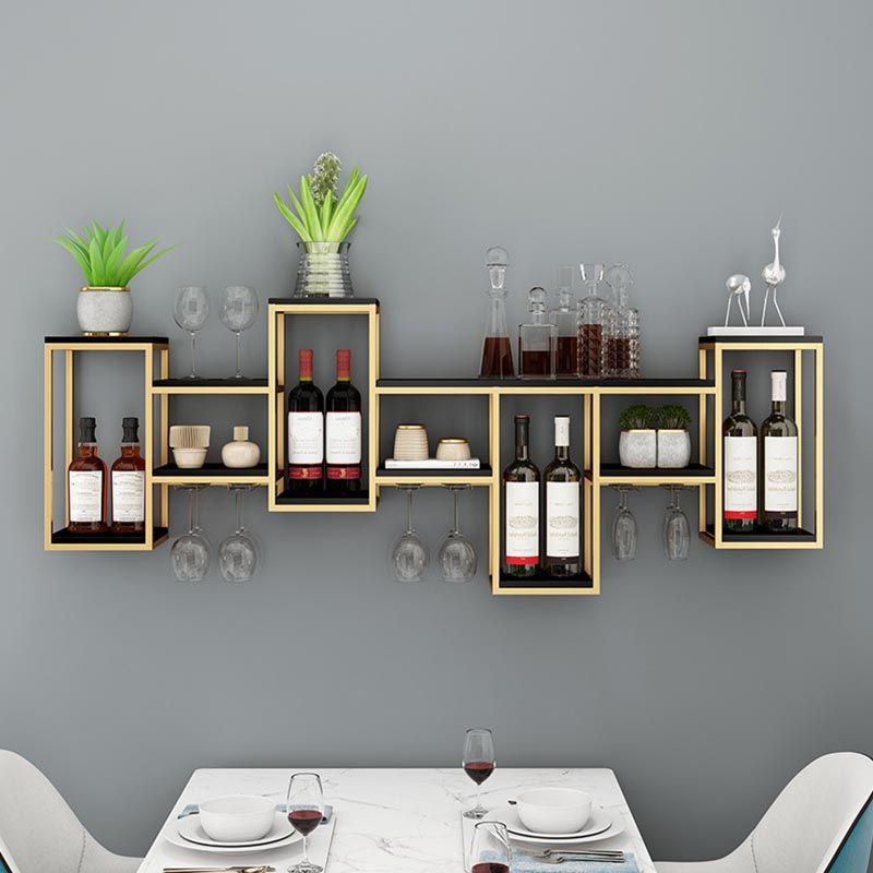Metal Wall Mounted Wine Rack 7.8"W Wine Rack with Stemware Holder