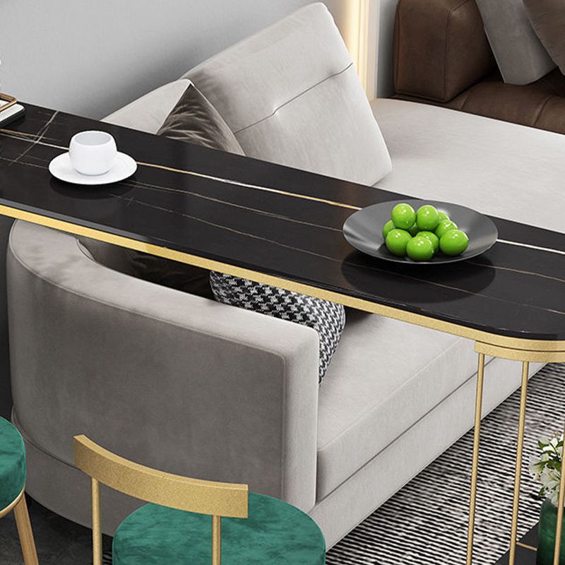 Sintered Stone Bar Table Industrial Dining Table with Storage Shelves