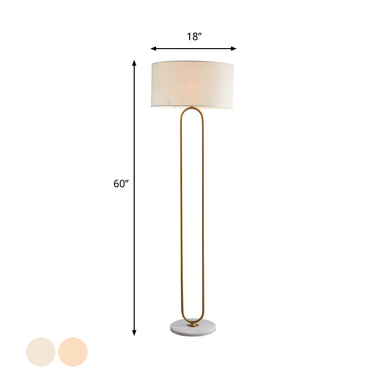 Drum Stoff Shade Stand Up Lampe Moderne ein Licht Beige/Flaxen Lesebodenlicht für Wohnzimmer