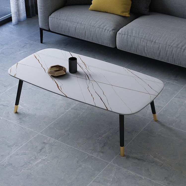 Glam Slate Coffee Table 4 Legs Rectangular Cocktail Table for Home