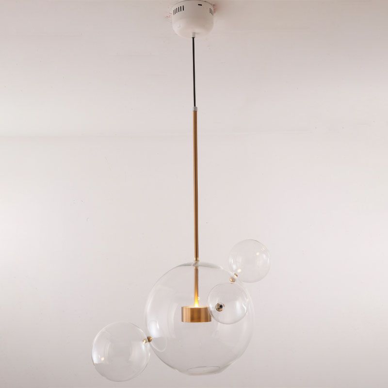 1 pendentif en forme de globe léger avec un luminaire d'éclairage de suspension moderne en verre transparent