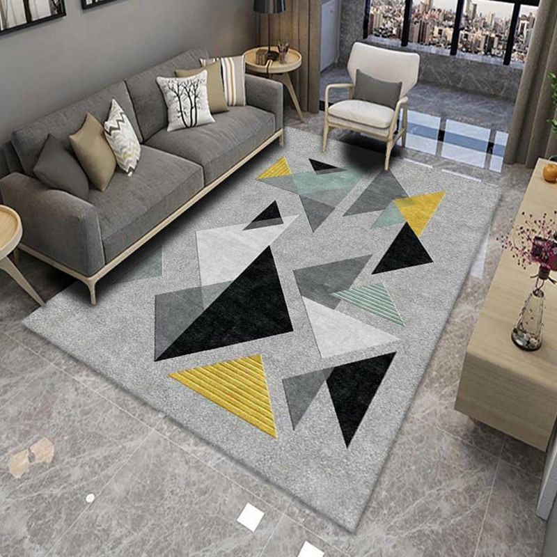 Geometric Area Carpet Modern Indoor Rug Polyester Stain Resistant Area Rug for Living Room
